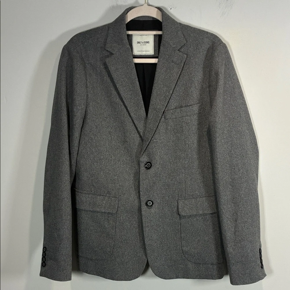 Only & Sons Sample Gray Blazer Mens L Scandinavian Tailored Jacket